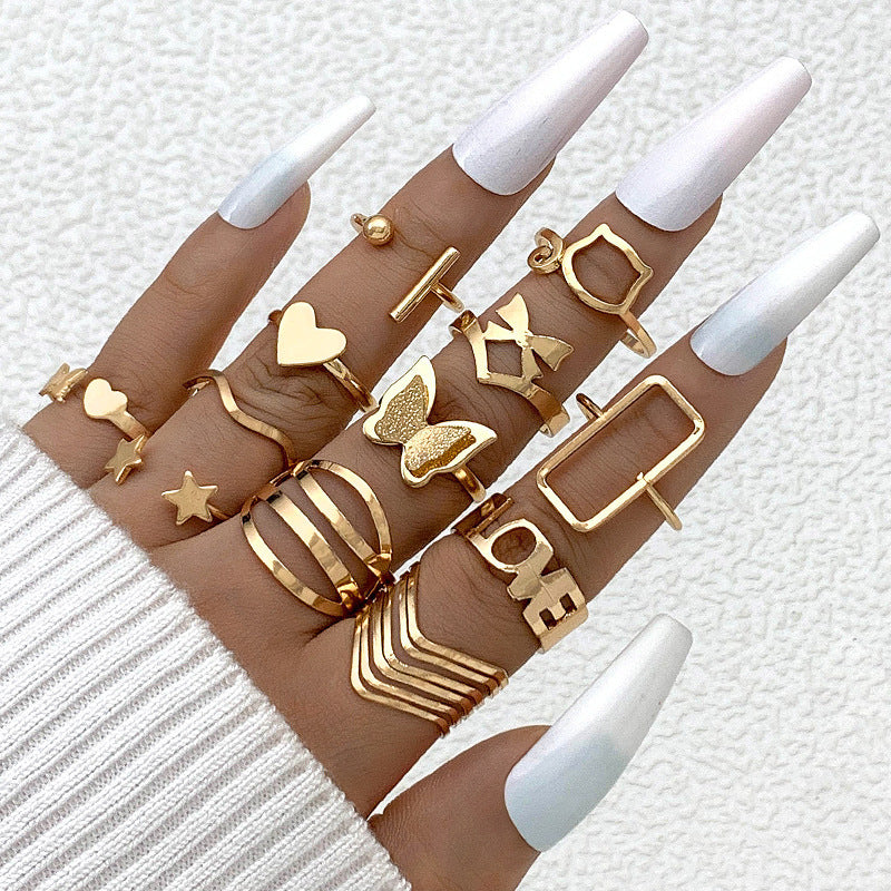 Wholesale Vintage Cross Spiral Gold Open Ring Set